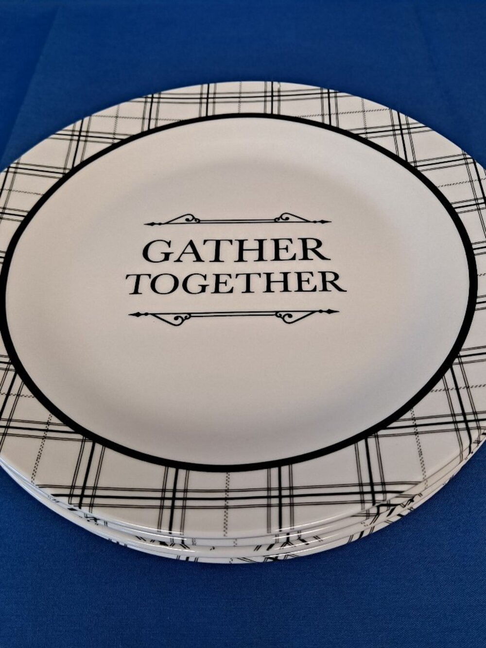 Royal Norfolk 4 GATHER TOGETHER 8" Salad PLATES Thanksgiving Holiday Christmas